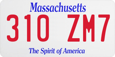 MA license plate 310ZM7