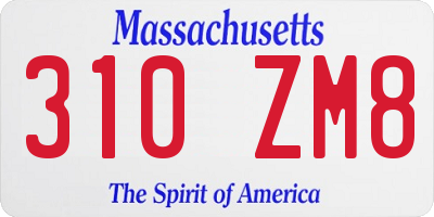 MA license plate 310ZM8