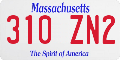 MA license plate 310ZN2