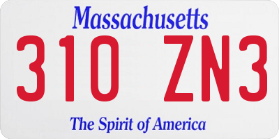 MA license plate 310ZN3
