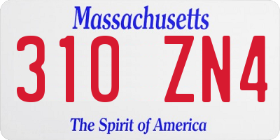 MA license plate 310ZN4