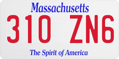 MA license plate 310ZN6