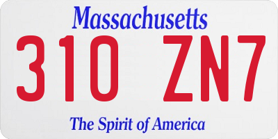 MA license plate 310ZN7