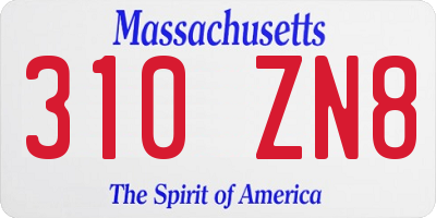 MA license plate 310ZN8