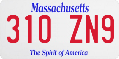 MA license plate 310ZN9
