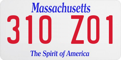 MA license plate 310ZO1