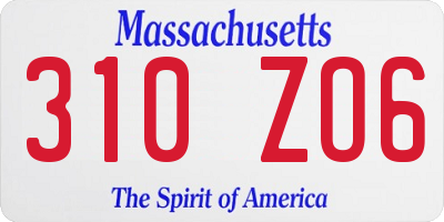 MA license plate 310ZO6