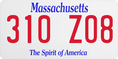 MA license plate 310ZO8