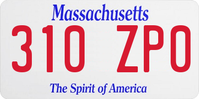MA license plate 310ZP0