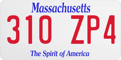 MA license plate 310ZP4