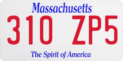 MA license plate 310ZP5