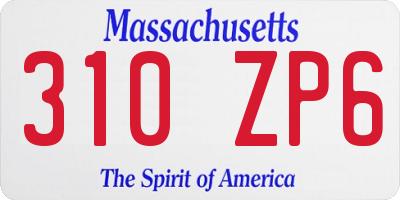 MA license plate 310ZP6