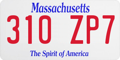 MA license plate 310ZP7
