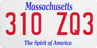 MA license plate 310ZQ3