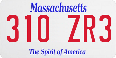 MA license plate 310ZR3