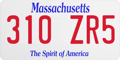 MA license plate 310ZR5