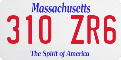 MA license plate 310ZR6