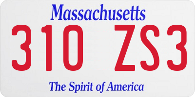 MA license plate 310ZS3