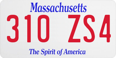MA license plate 310ZS4