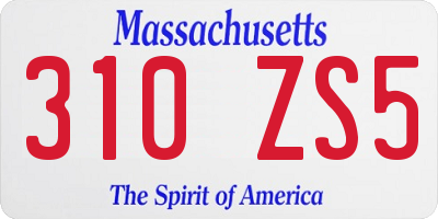 MA license plate 310ZS5