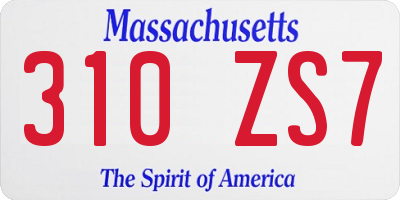 MA license plate 310ZS7