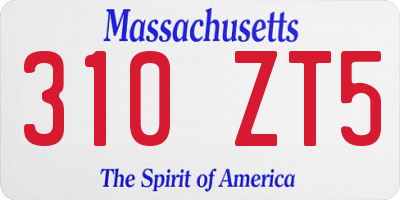 MA license plate 310ZT5