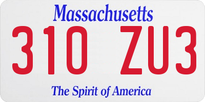 MA license plate 310ZU3