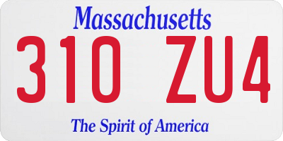 MA license plate 310ZU4