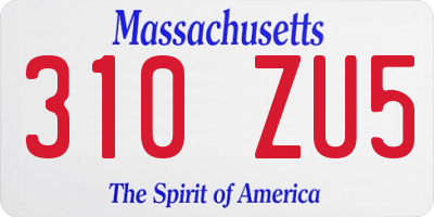 MA license plate 310ZU5