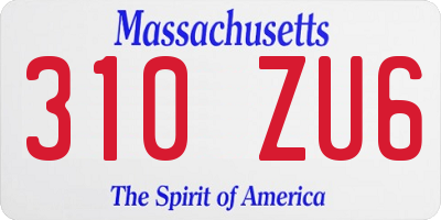 MA license plate 310ZU6
