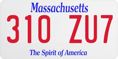 MA license plate 310ZU7