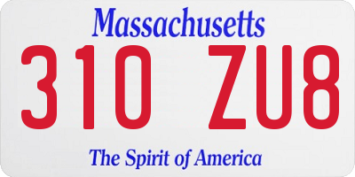MA license plate 310ZU8