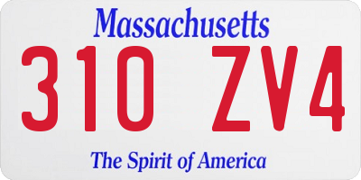 MA license plate 310ZV4