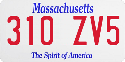 MA license plate 310ZV5