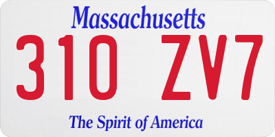 MA license plate 310ZV7