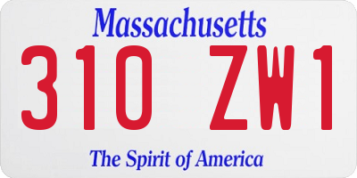 MA license plate 310ZW1