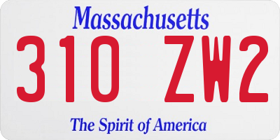 MA license plate 310ZW2