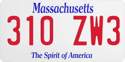 MA license plate 310ZW3