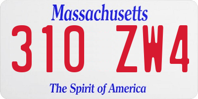 MA license plate 310ZW4