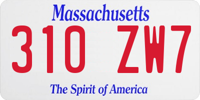 MA license plate 310ZW7