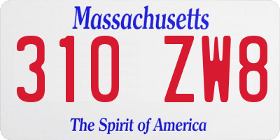 MA license plate 310ZW8
