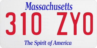 MA license plate 310ZY0