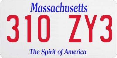 MA license plate 310ZY3