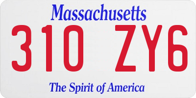MA license plate 310ZY6