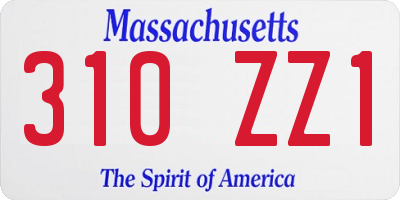 MA license plate 310ZZ1