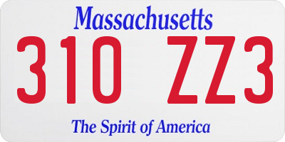 MA license plate 310ZZ3
