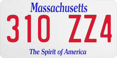 MA license plate 310ZZ4