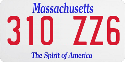 MA license plate 310ZZ6