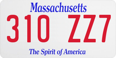MA license plate 310ZZ7