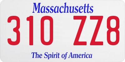 MA license plate 310ZZ8